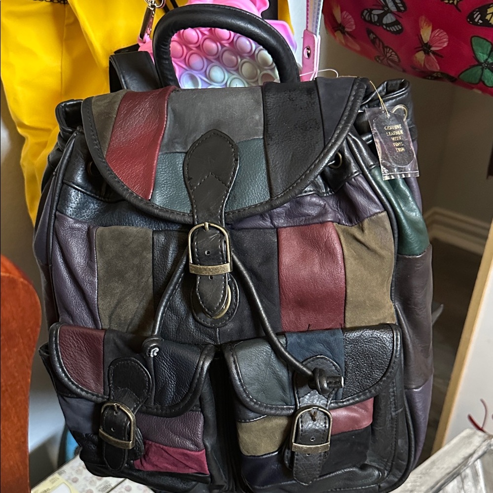 Patchwork Leather Backpack - image 1